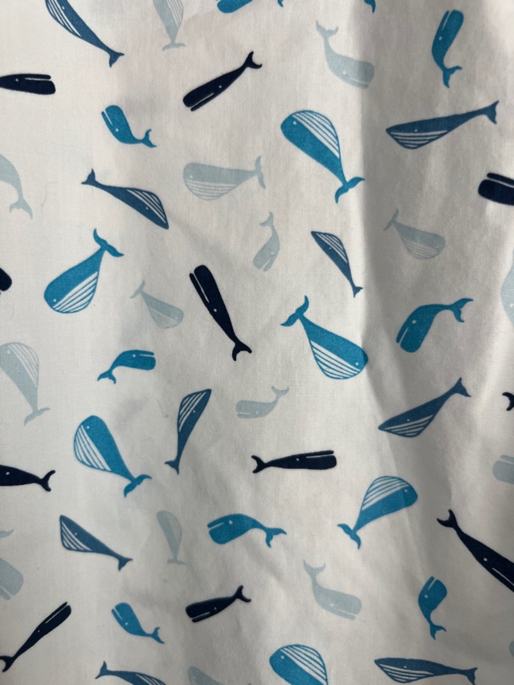Lands' End White Short-Sleeve Button-Up Shirt with Blue Whale Print - Picture 2 of 11